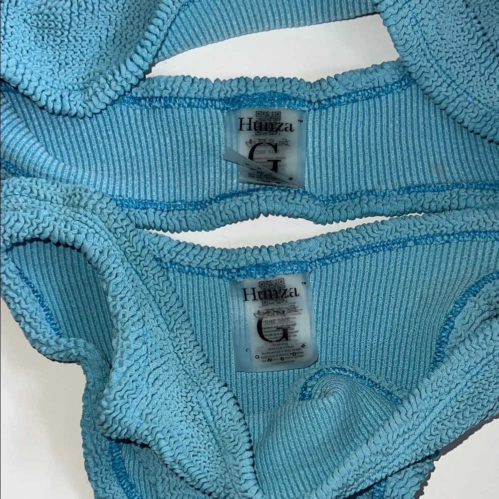 Hunza G teal crinkle Bikini Set
